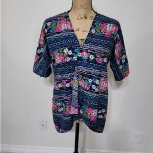 Lularoe Bianka floral pink‎ & blue kimono jacket Size 3 or small